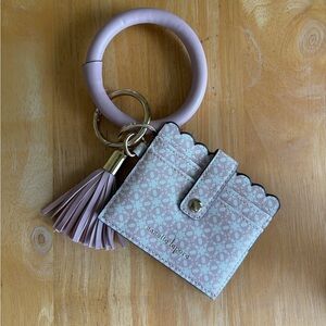New Nanette Lepore Blush Light Pink Keychain Wallet with Tassel
